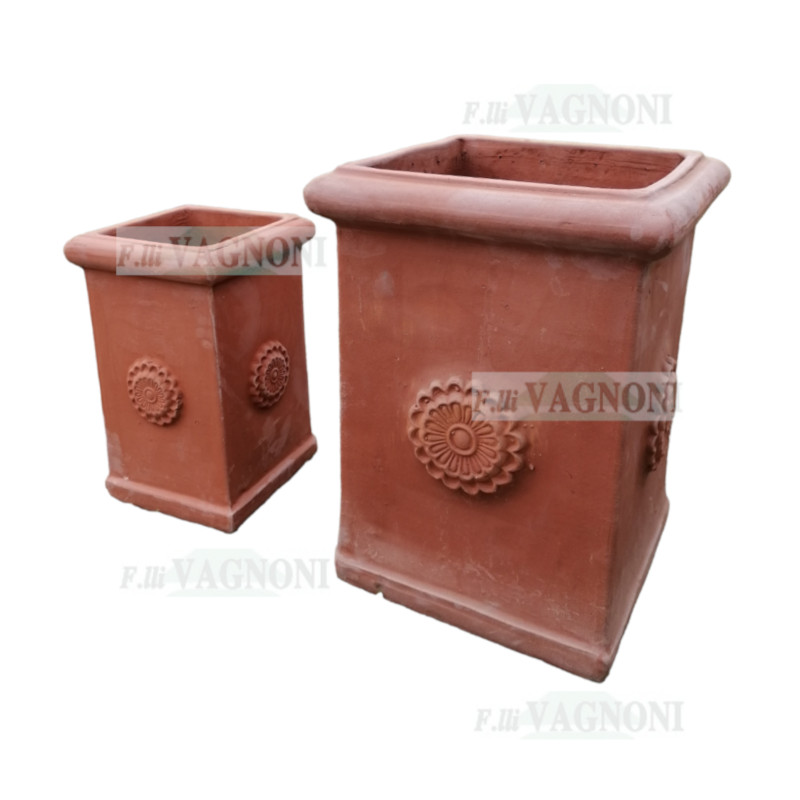 SET 2 PEZZI VASO ALTO PILONE ROSONE IN TERRACOTTA